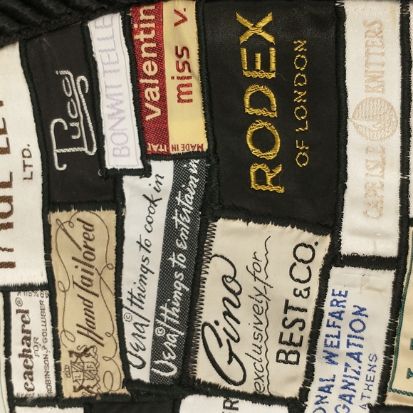 Vintage Fashion Labels Vest Stitched on Black XL Includes Designers Many Eras - Picture 5 of 13